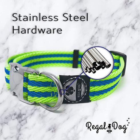 Regal Dog Products Large Pet Collar with Custom Engraved Buckle | Durable Twill Collars for Small Medium Large Dogs