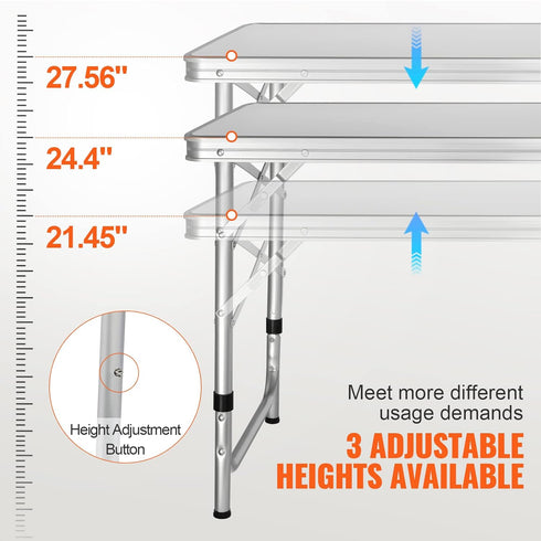 VEVOR Camping Kitchen Station - 3 Adjustable Height Folding Outdoor Cooking Table with Storage Organizer for BBQ and