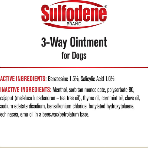 Sulfodene Dog Wound Care 3-Way Ointment, 2 Ounce, Relieves Pain & Prevents Infection