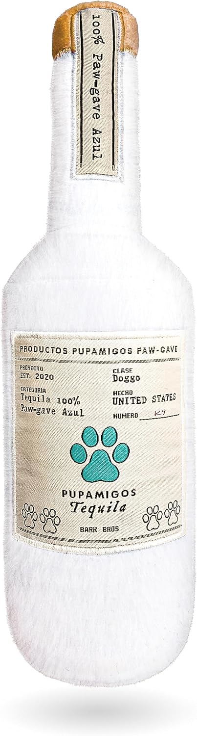 Plush Squeaky Liquor Bottle Dog Toy - Funny Drink Parody, Alcohol Dog Birthday Toy, Large, Pupamigos