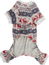 Xmas Grey Red Cotton Clothes Dog Pajamas Jumpsuit for Pets, Medium 16"