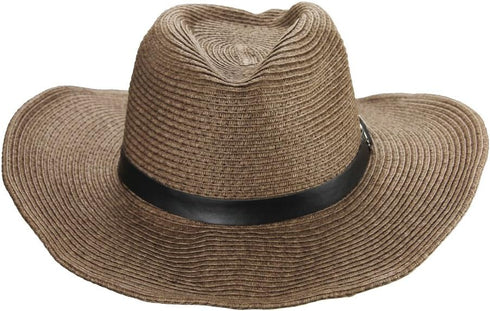 Straw Cowboy Hat - Men Women Summer Beach Panama Sun Hat, Wide Brim Fedora UPF50+