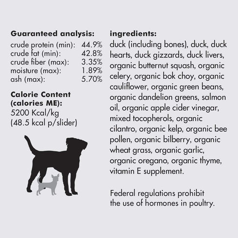 Smallbatch Pets Freeze-Dried Premium Raw Food Diet for Dogs, Duck Recipe, 14 oz, Made in The USA, Organic Produce,