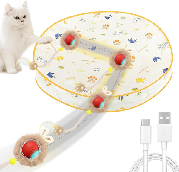 Interactive Cat Toys, Smart Rolling Ball in Play Mat, Automatic Speedy Moving