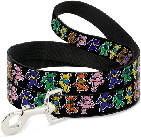 Dog Leash Dancing Bears, Black Multi Color, 6 Feet Long, 1.0 Inch Wide