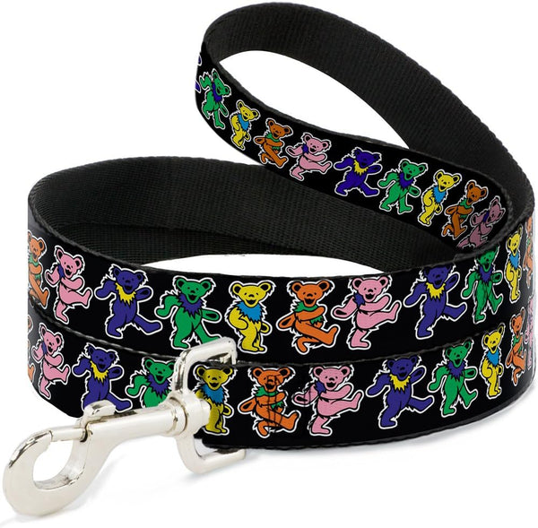 Dog Leash Dancing Bears, Black Multi Color, 6 Feet Long, 1.0 Inch Wide