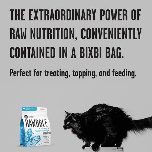 BIXBI Rawbble Freeze Dried Cat Food, Chicken & Salmon Recipe, 3.5 oz - 95% Meat and Organs, USA Made