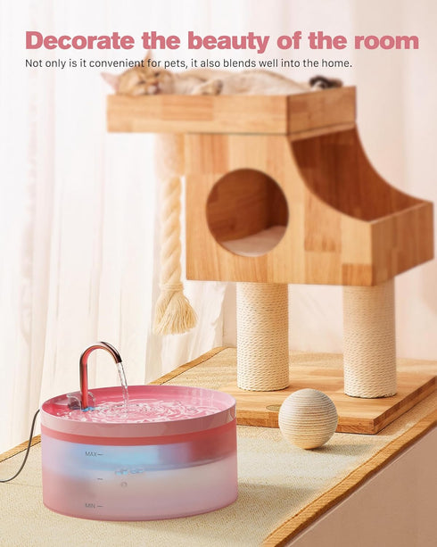 6 3 108oz/3.2L Pink Cat Water Fountain:with Carbon Filters + Sponge Filters - BEMOONY Pet Water Fountain - Water
