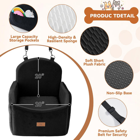 LUXYBEE 40lbs 3 Dog Car Seat for Medium/Small Dogs, Dog Booster Car Seat, Pet Booster Seats Up to with Waterproof
