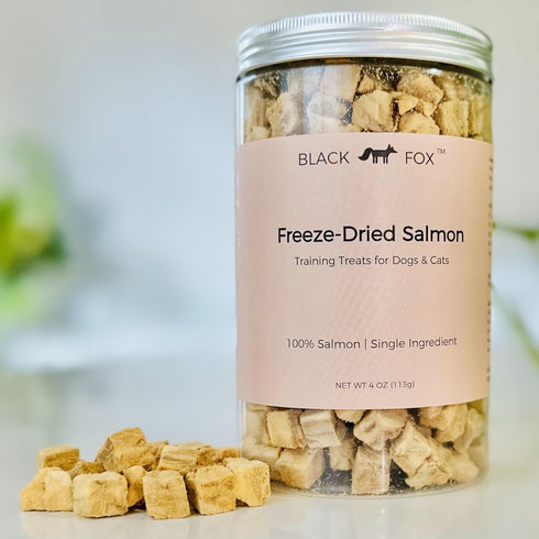BLACK FOX Freeze-Dried Salmon Training Treats - 280 Treats, 4oz, Single Ingredient, Raw, Healthy, All Natural