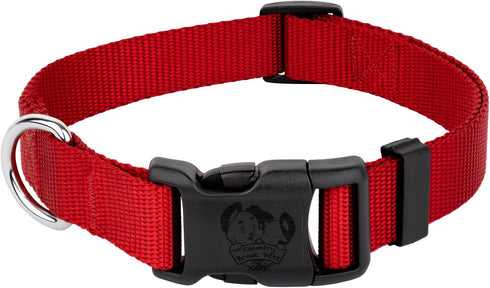 Country Brook Petz Dog Collar, American-Made, Large, 1 Inch Wide, Deluxe Heavy Duty Nylon, Red
