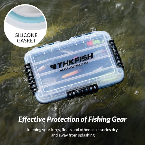 THKFISH Fishing Tackle Box 3700S, Floating Lure Box Storage Organizer with Adjustable Dividers, 2PC