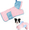 HELAIMAY Color Block Absorbent Pet Bathrobe, Soft Bath Towels Hooded Robe for Dogs