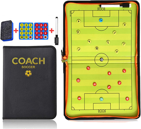 Soccer Coaching Tactical Board - Portable Magnetic Football Coach Blackboard with Player Markers, Pen, and Eraser
