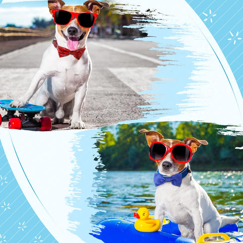 16 Pieces Hawaiian Style Dog Bow Ties with Rubber Bands, Slide Dog Collar Attachment for Large Dogs, Spring Summer