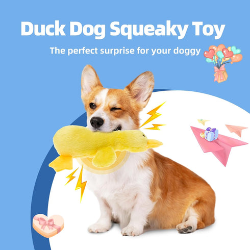 Mihachi Plush Squeaky Dog Duck Toys - Interactive Stuffed Pet Toy for Medium and Large Dogs