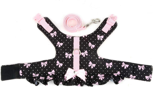 Zunea No Pull Small Dog Girl Harness Dress, Escape Proof Cat Kitten Vest Leash Set for Walking (Black S)