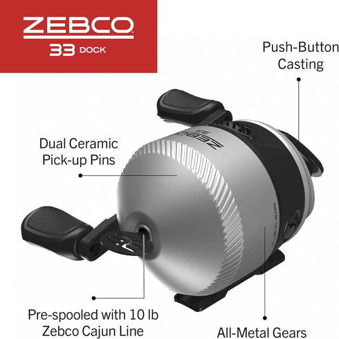 Zebco Dock Spincast Reel and Fishing Rod Combo, 42-Inch Durable Z-Glass Rod & Quickset Anti-Reverse Reel