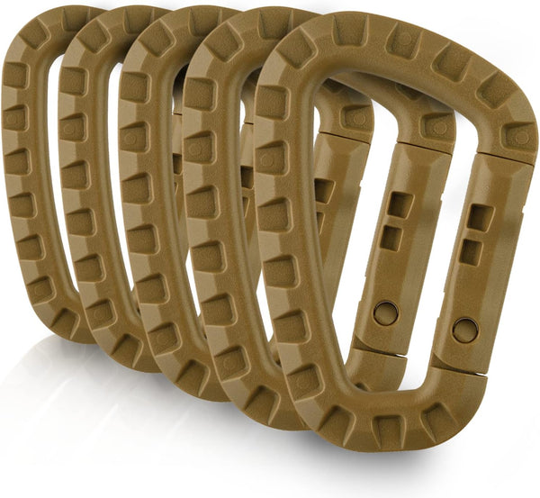M-Tac Tactical 3.5" Plastic Carabiner - Multipurpose Hard Polymer Gear Clip for Outdoor Travelling, Camping (Pack of 5)