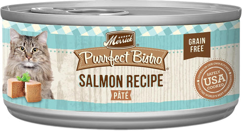Merrick Purrfect Bistro Grain Free Premium Soft Canned Pate Adult Wet Cat Food, High Protein Salmon Recipe, 3 oz (Pack