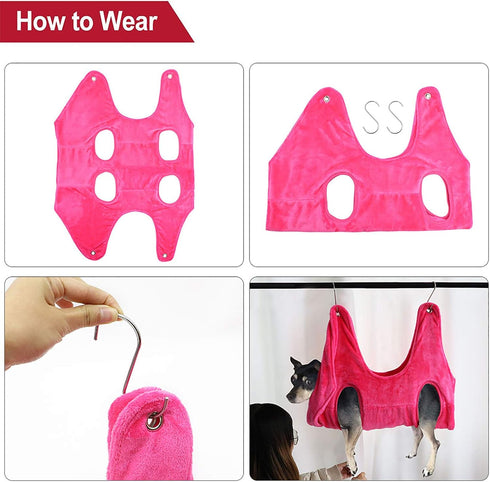 Dog Hammock for Grooming, Sling with 2pcs Hook for Nail Clipping, Dog Lift Harness for Small Dogs (Grey M)
