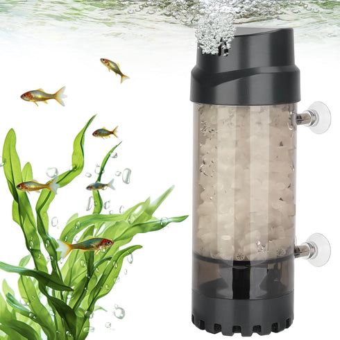 AQQA Aquarium Fluidized Moving Bed Filter,Media Submersible Sponge Filter with Air Stone