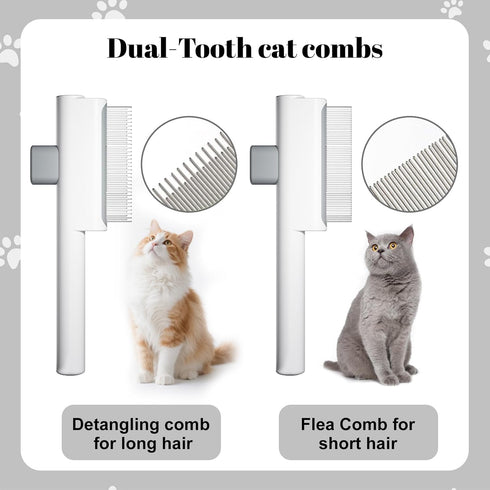 5-in-1 Pet Grooming Kit for Cats and Dogs Flea Comb, Double-Layer Dense Tooth Comb, Knot Remover & Wave Massage Brush