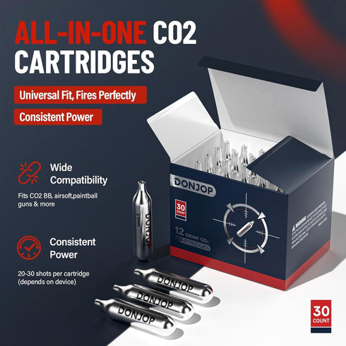 DONJOP 12G CO2 CO2 CO2 CO2 C02 Cartridges Non-Threaded, cartridges BB Gun, BB Pistol, Airsoft Pistol, and Paintball
