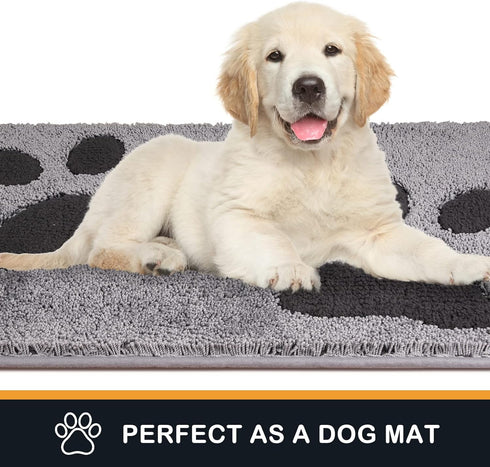 PURRUGS 20" x 31.5" Dirt Trapper Door Mat, Non-Skid Microfiber Entryway Rug, Super Absorbent Welcome Mat for Shoes, Grey