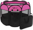 Dog Playpen, Indoor Puppy Pet Playpen for Medium Dogs, Portable Pop Up Kennel with Carrying Case, Hot Pink