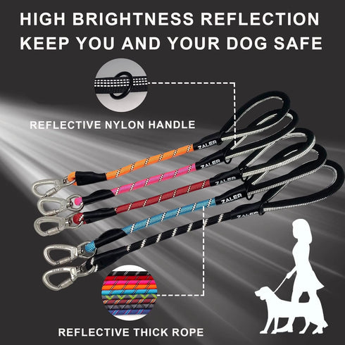 Short Dog Leash, 26 Inches Rope Traffic Leashes for Dogs, Reflective Lead with O-Ring, Heavy Duty for Large Medium