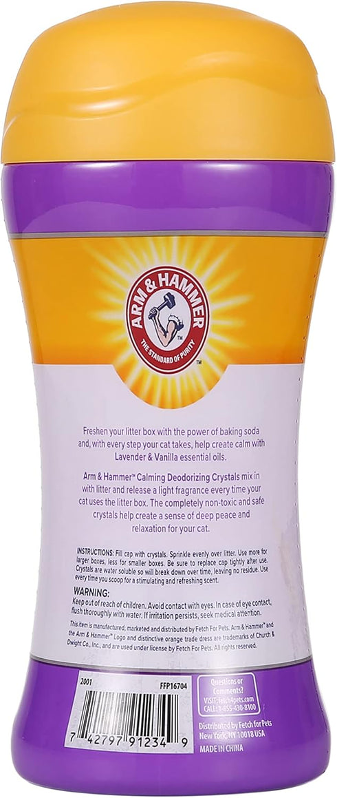 Arm & Hammer Deodorizing Cat Litter Crystals for Litter Boxes | Calming Odor Neutralizing Cat Litter Odor Eliminator in Lavender & Vanilla Scent | Litter Box Odor Eliminator, 15 Oz