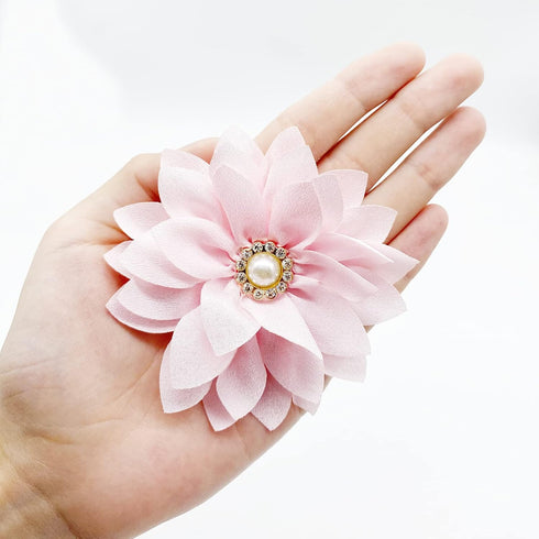 20 Pcs Dog Collar Flowers with Pearl, Multi-Color Bow Ties for Cat Dog Puppy Collar Grooming Accessories (Medium)