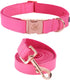 Elegant Little Tail Pink Dog Collar and Leash, Durable Adjustable Leather Collar for Small Dogs