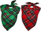 Malier 2 Pack Dog Bandana Christmas Classic Plaid Scarf Set for Small Medium Large Dogs Cats (Green + Red, Large)