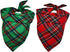 Malier 2 Pack Dog Bandana Christmas Classic Plaid Scarf Set for Small Medium Large Dogs Cats (Green + Red, Large)