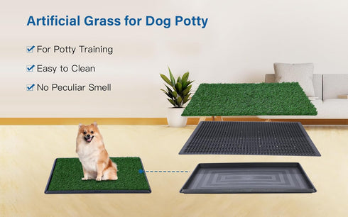20"x25" FluffyDream Dog Grass Pad with Tray, Artificial Grass for Dogs Potty Strong Absorbency Dog Grass Pad with Tray