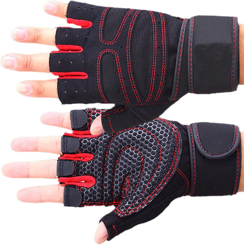 RiToEasysports Fitness Gloves, Non Slip Microfiber Silicone Palm Breathable Ottoman Back with Wrist Wrap