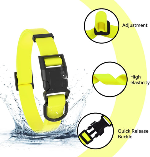 Waterproof Dog Collar, Easy to Clean Rubber Collars with Quick Release Buckle for Small Medium Large Dogs (Yellow, L)