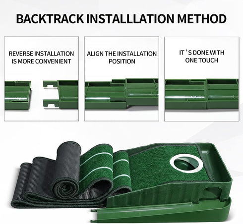Indoor Putting Green Set, 8 Feet Putting Mat with Auto Ball Return, Perfect Gift for Men, Home Office