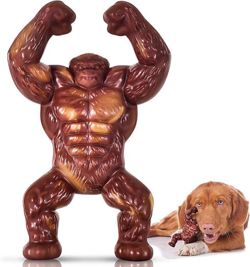 PETSTA Indestructible Dog Toys for Aggressive Chewers, Tough Real Beef Flavored Dog Bone for Large Breeds