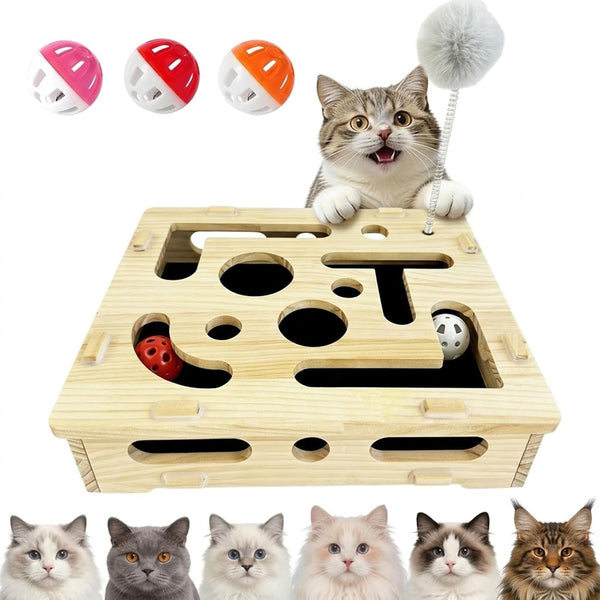 Pniotra Cat Nail File Enrichment Box with Bell Ball & Sandpaper Inside, Cat