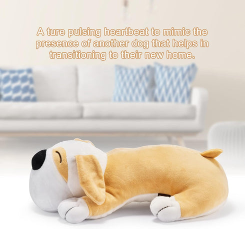 Dog Toy with Heartbeat - Puppy Anxiety Soother, Comfort Calming Cuddle Aid, Yellow