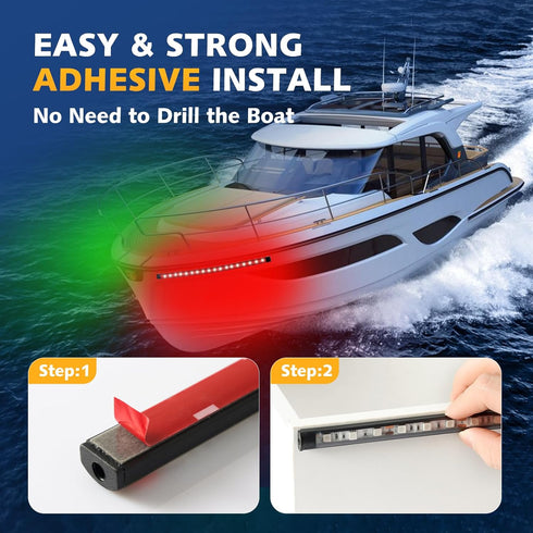 Boat Navigation Lights LED, Red and Green Boat Lights LED Waterproof, Marine Navigation Bow Light for Night Fishing