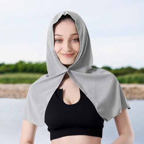 Generic 23.6x11.8in Cooling Hooded Towels - Cold Neck Wraps, Instant Chill Towels Uv Protection Outdoor Heat Relief |