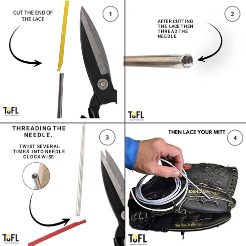 TOFL Mitt Lace Glove Repair Lacing Kit | Softball and Baseball Glove Lace Kit | 2 Leather Laces with Needle for Catchers