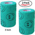 Vet Wrap Tape (Teal with Smiles) (2 Pack) (2 Inch x 15 feet) Self-Adhesive Cohesive Flex Bandage for Pets