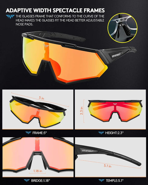 UV Protection Cycling Sunglasses for Men and Women, Impact Resistance Z87.1 for Construction