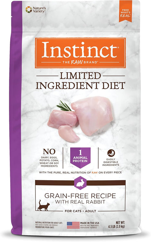 Instinct Limited Ingredient Diet Grain Free Recipe with Real Rabbit Natural Dry Cat Food, 4.5 lb. Bag