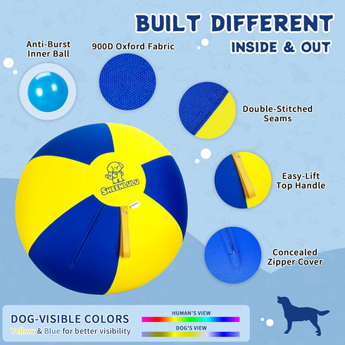 SHEENLULU 25'' Herding Ball for Dogs & Horses, Large Dog Traing Ball with Handle, Big Collie Ball for Australian
